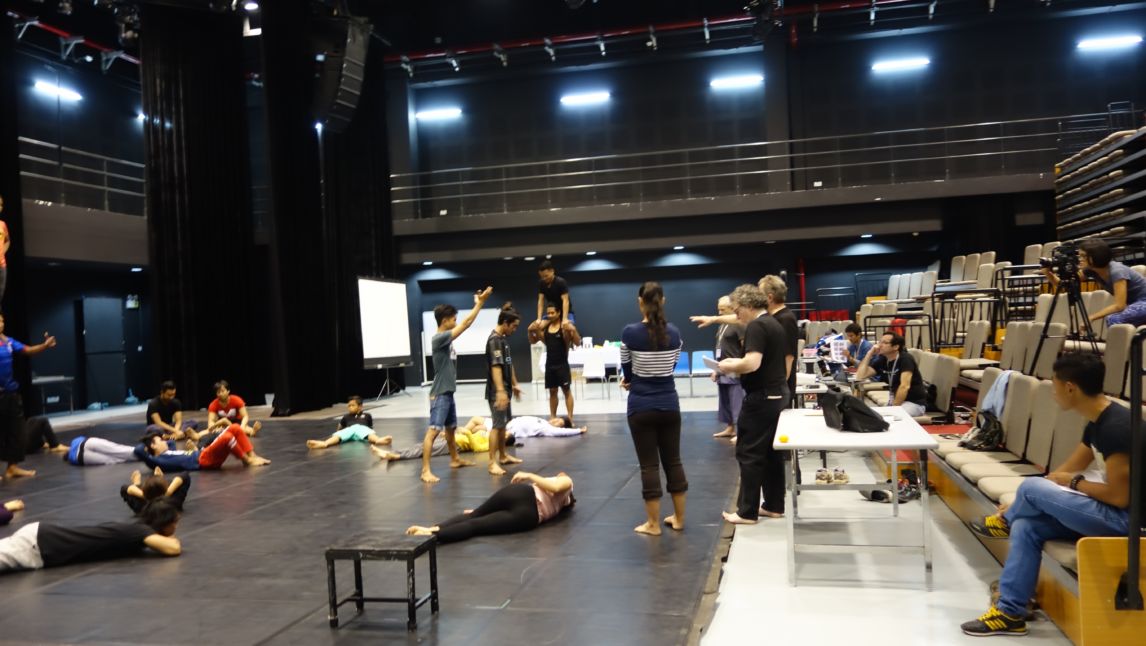 The cast and creative team of See You Yesterday in rehearsal at ISPP in Phnom Penh.