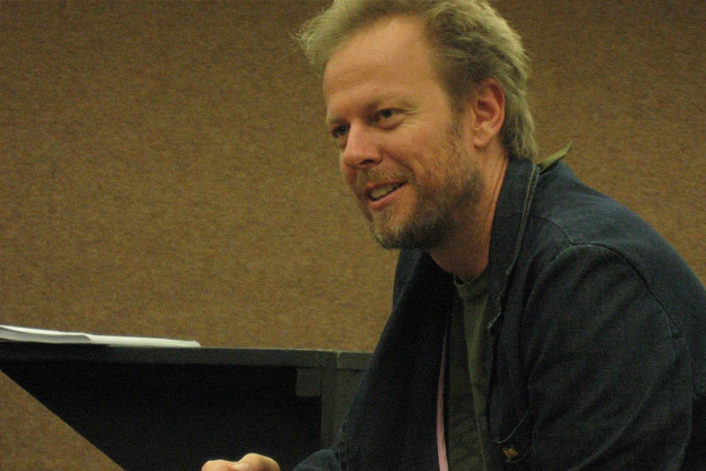 Nick Boraine is pictured here in a Truth in Translation rehearsal.